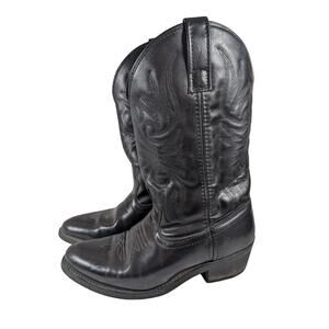 LAREDO! LUXE BLACK GENUINE LEATHER FANCY STITCHED WESTERN COWBOY BOOTS! SZ 8